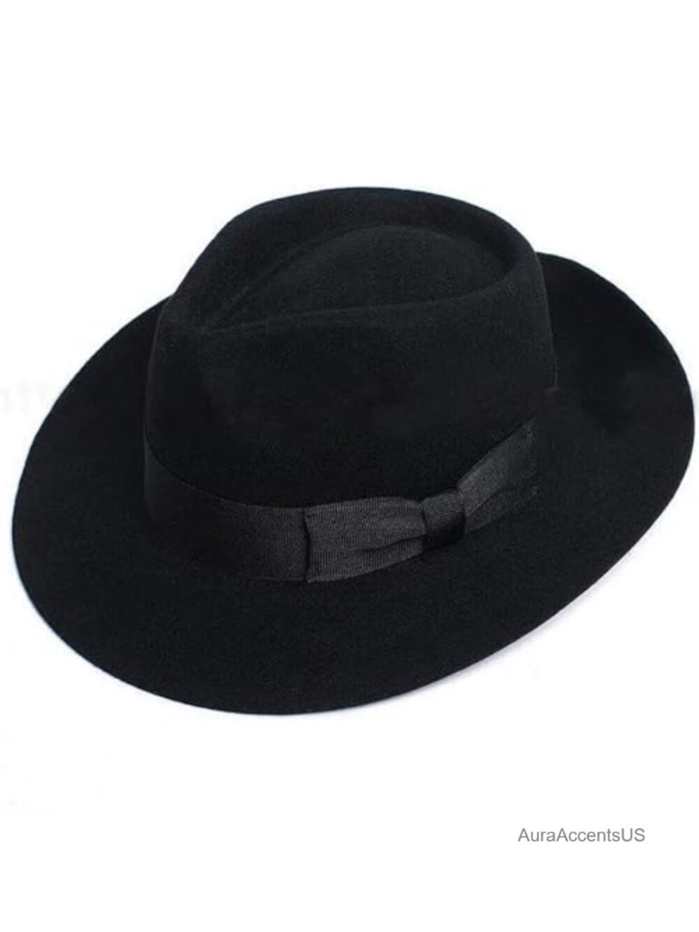 Men's Wool Felt Fedora Hat & Glove Set Classic Gangster Mobster Style